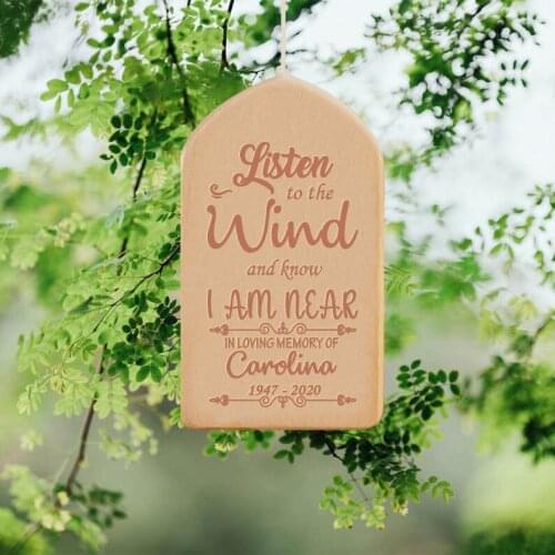 Personalized Memorial Gift Wind Chime Listen and know i am near Gift Remembrance Outside Garden Yard Porch Patio Home Decoration