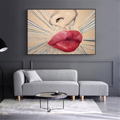 Women Red Lips Kiss Picture Poster Canvas Print Painting Wall Art Living Room Home Decoration