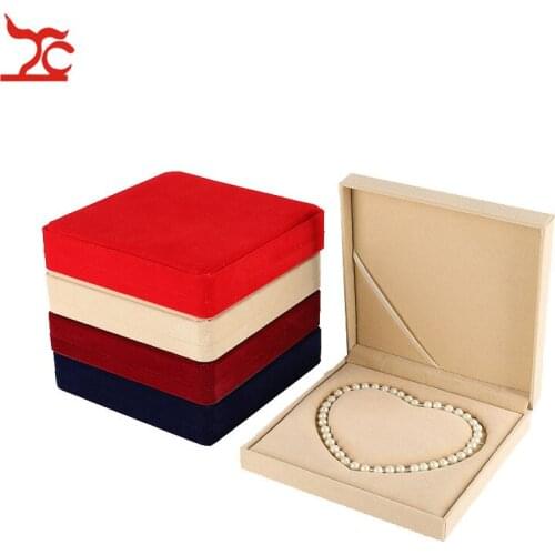 Jewelry Gift Box Velvet Wedding Pearl Necklace Packaging Favor Holder Mothers Day Jewelry Display Storage Box Case 19x19x4cm