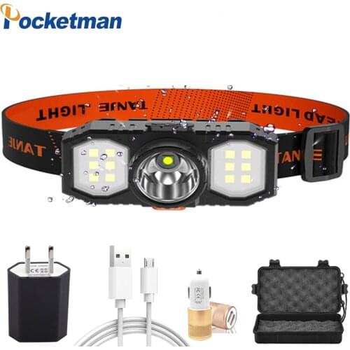 50000 Lumen Portable Mini XPE+COB LED Headlamp USB Rechargeable Camping Led Head Lamp Outdoor Headlight Tactical Torch Lantern