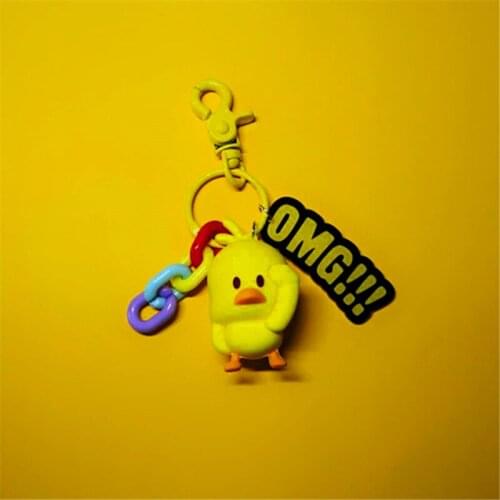 Lovely Silicone OMG Yellow Duck Keychain Women Men Car Keychain Bag Dancing Duck Key Chain Ring Pendant Gift Cartoon Key Holder