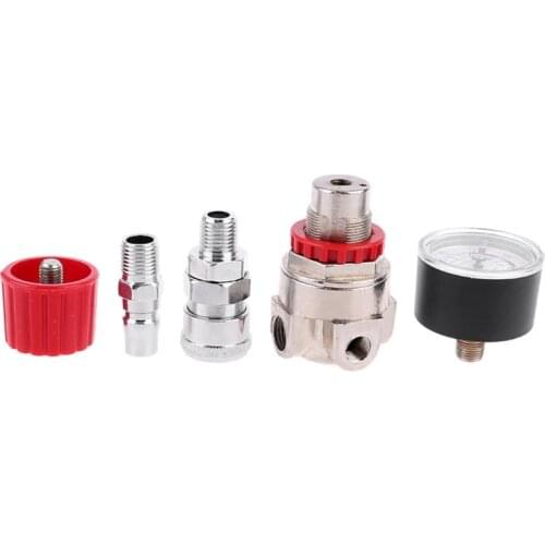 Pressure Regulator Switch Valve Gauge w Male/Female Connector for Air Compressor