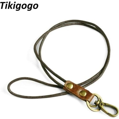 Nice Cowhide Genuine Leather Lanyard Neck strap for mobile phone bag key work card holder neck lanyard straps keys keychain