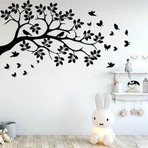 Diy tree and birds Vinyl Kitchen Wall Stickers Wallpaper Decor Living Room Bedroom Removable Home Party Decor Wallpaper