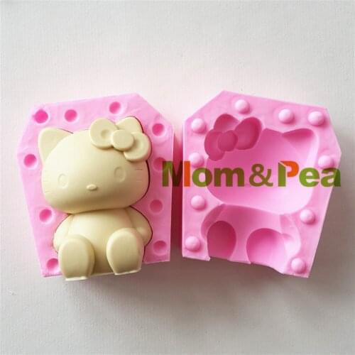 Mom&Pea 1279 Free Shipping Cat Silicone Mold Cake Decoration Fondant Cake 3D Mold Food Grade Soap Mold