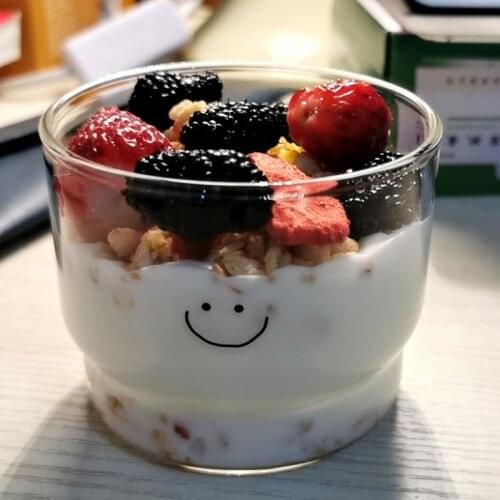 Korean-Style Glass Milk Cup Stackable Transparent Cup Breakfast Glass Smile Love Cup Coffee Milk Cup Mug Cute Glass Bottle