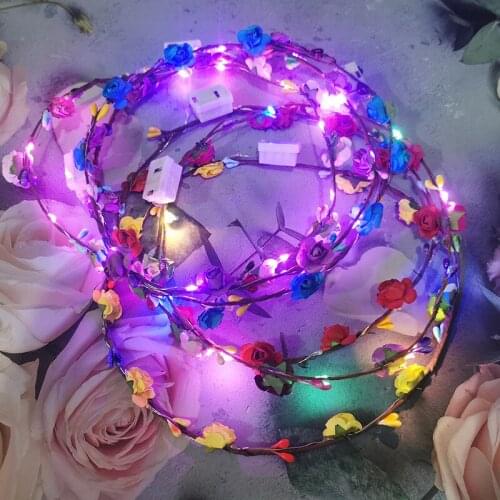 Luminous wreath ten lights ten flower headdress led tourist attractions temple fair flash hairband night market stall wholesale