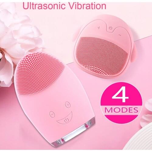 Ultrasonic Electric Facial Brush Washing Mini Silicone Cleaning Machine Set Skin Cleaner Face Massager Vibration Tool Waterproof