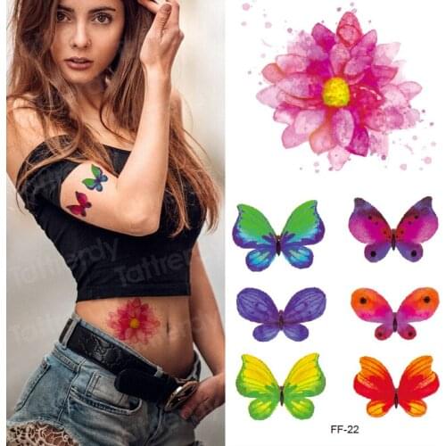 Waterproof Temporary Tattoo Sticker Fake Tattoo Flower Butterfly Body Art Tatoo Stickers for Women girls hand rose face tatoos