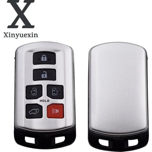 Xinyuexin 6 Buttons Replacement Smart Remote Car Key Shell Case for Toyota Sienna 2011-2017 With Uncut Blade Only Shell