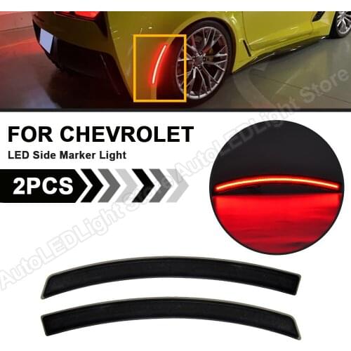 2Pcs Smoke/Clear For 2014 2015 2016 2017 2018 2019 Chevrolet Chevy Corvette C7 Rear Side Marker Lamp Light Red Light