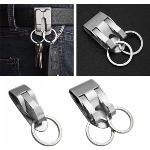 Stainless Steel Keyring Security Clip On Heavy Duty Belt Key Clip Belt Keychain F3MD