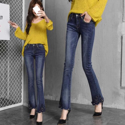 Woman Jeans Pants Womens High Waist Jeans Womens Trousers Womens Elastic Flower Pantalones Vaqueros Mujer