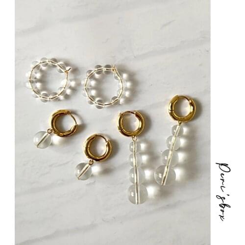 PerisBox Single and Multiple Glass Crystal Ball Hoop Earrings Transparent Earrings Small Hoops Bohemia Earrings for Women 2019