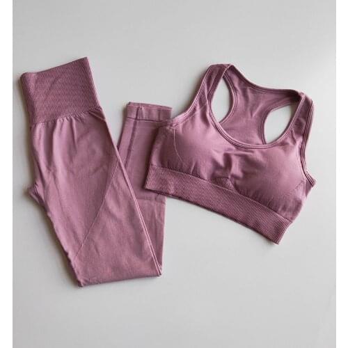 2 Piece Set Women Yoga Set Sport Bra+Seamless Leggings Fitness Clothes Running Workout Suit Gym Wear Sportswear Tights Tracksuit