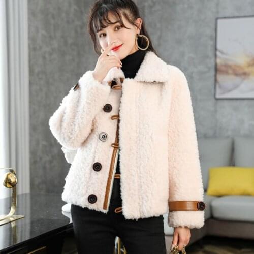Women 2021 Autumn Winter New Real Sheep Shearling Lamb Fur Coat Female Natural Wool Fur Overcoat Ladies Fur Jackets Outwear B600