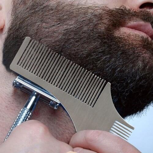 1pc Stainless Steel Man Beard Comb Shaping Template Moustache Trimmer Stencils for Men Beard Line Edging Comb Styling Accessorie