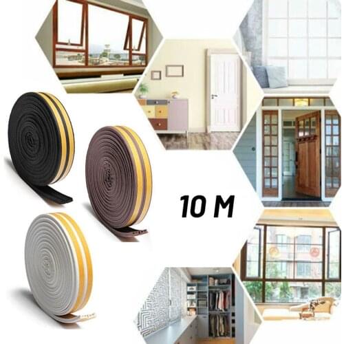 10M DIEP Type Door Weather Strip Self Adhesive Rubber Seal Foam Tape Dustproof Soundproof Foam Strip Sealed Collision Strip
