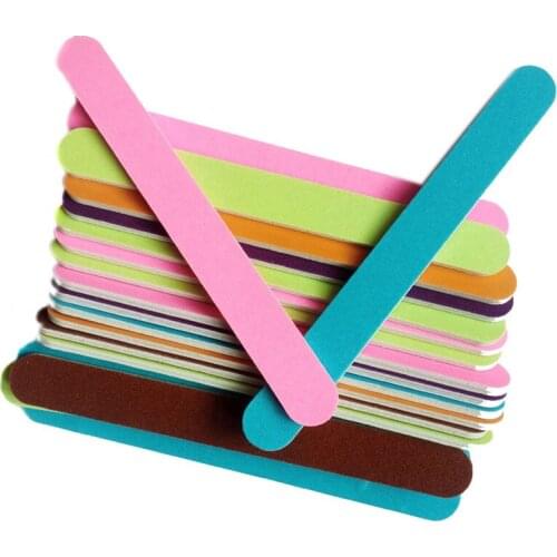20pcs Professional Nail Files/Sandpaper Buffers Slim Crescent Grit 180/180 Double Side Fluorescent Color Nail Art Care Tools