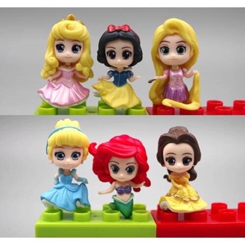 6pcs/set Disney Princesses Snow White Hua Mermaid Rapunzel Bella PVC Figure Doll Figures Toys