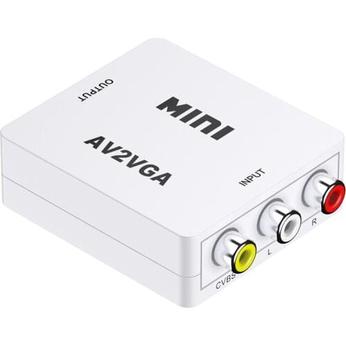 Full HD 1080P AV2VGA Adapter AV to VGA Converter Adapter Supports PAL NTSC with USB Charge Cable