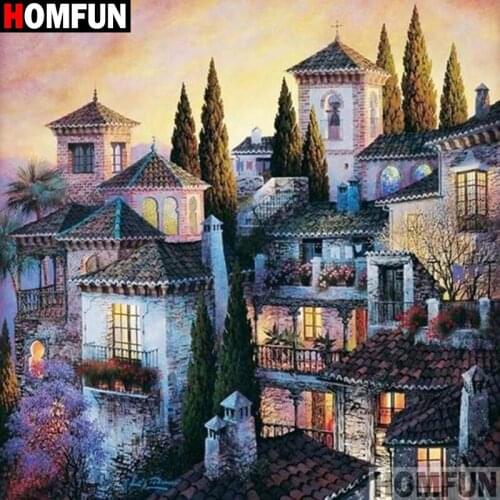 HOMFUN Full Square/Round Drill 5D DIY Diamond Painting "House landscape" 3D Embroidery Cross Stitch 5D Decor Gift A18376