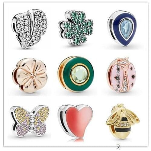 Authentic 925 Sterling Silver Baeds Charm Reflexions Sparkling Icicles Clip Charm Fit Pandora Women Bracelet & Necklace Jewelry