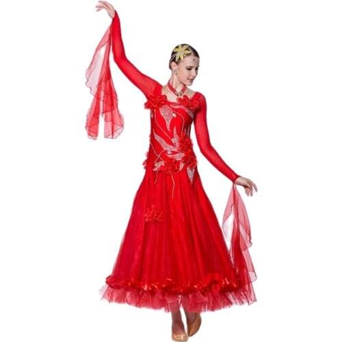 B-1479 Modem dance dress new competition national standard red ballroom dance dress for competition