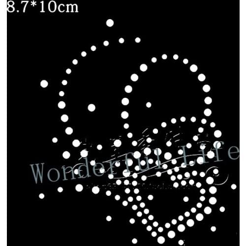 Free shipping hot fix rhinestones Iron on heat transfer design cool shining love heart image desgin for you