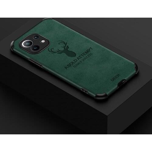 For Xiaomi Mi 11 Case Soft Silicone+Leather PU Deer shockproof Skin Back Cover Case for xiaomi mi 11 mi11 xiaomi 11 phone shell