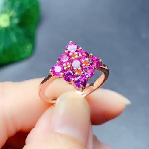 CoLife Jewelry 925 Silver Garnet Ring 9 Pieces Natural Pyrope Garnet Silver Ring Fashion Silver Gemstone Ring