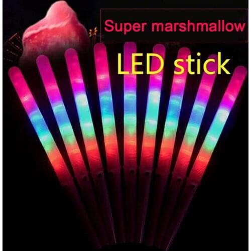 Colorful Glowing Luminous Mershmallow Cone Stick Cotton Candy Suitable For Party Favor Halloween Christmas Supply Flashing Color