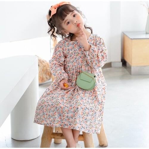 Toddler Girls Dress Kids New Arrival Dress 2020 Korean Cotton Floral Long Sleeve Dress for Girl 2 3 4 5 6 7 Y Child Print Dress