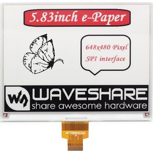 Waveshare 5.83inch E-Ink raw display red/black/white three-color e-paper SPI compatible Raspberry Pi/Arduino/STM32 600x448