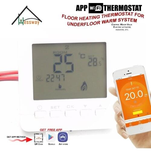 Remote temperature control wifi room thermostat for water heating/thermostatic radiator valve control