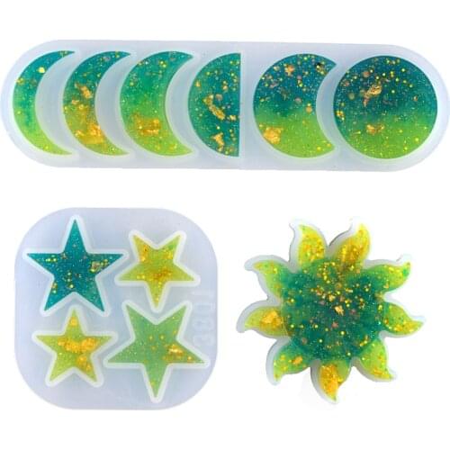 DM025 Star Moon Sun Eclipse Resin Mold Silicone Jewelry Molds DIY Handmade Crystal UV Glue Pendant Keychain INS