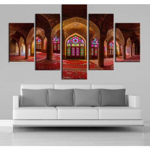 Islamic Wall Art 5 Pieces Canvas Art Mosque Canvas Paintings Building Landscape Posters Wall Pictures Living Room Decor No Frame