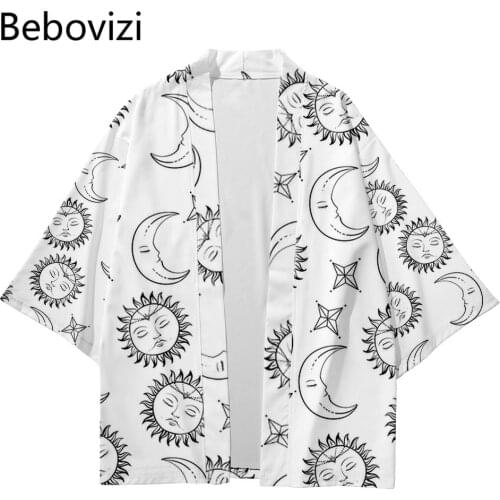 Streetwear Men Women Cardigan Cosplay Haori Yukata Harajuku Top Robe Plus Size 5XL Black White Blue Beach Japanese Style Kimono