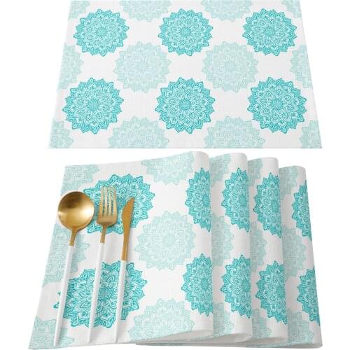 Mandala Pattern Aqua Table Mats for Dining Table Kitchen Table Coaster Accessories Modern Home Decor car coaster