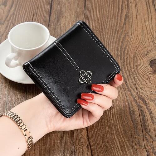 Small Women Leather Wallets Luxury Designer Zipper Pocket Coin Purse Mini Ladies Card Purses Short Clutch Money Bags