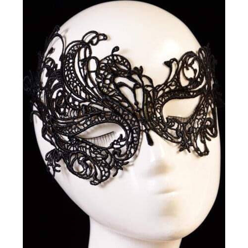 Fashion Mask Sexy Black Lace Hollow Mask Halloween Party Nightclub Queen Eye Mask Female Eye Masks For Masquerade Dropshipping