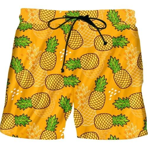 Mens Summer Shorts Cool 3D Fruit Printed Orange Pineapples Casual Shorts Man Hip Hop Sport Beach Shorts Oversized Wholesale