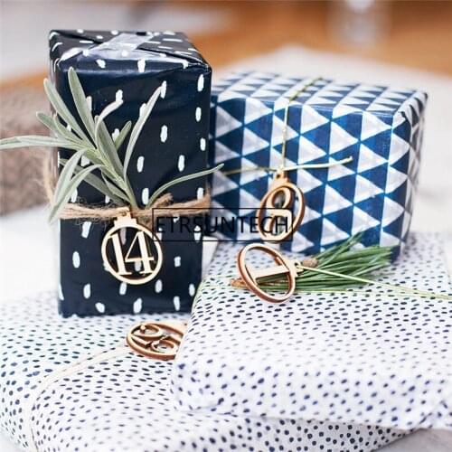 100Set Wooden 1-25 Numbers Digital Christmas Ornaments Arrival Countdown Calendar Hangling Party Gift Festival Decoration