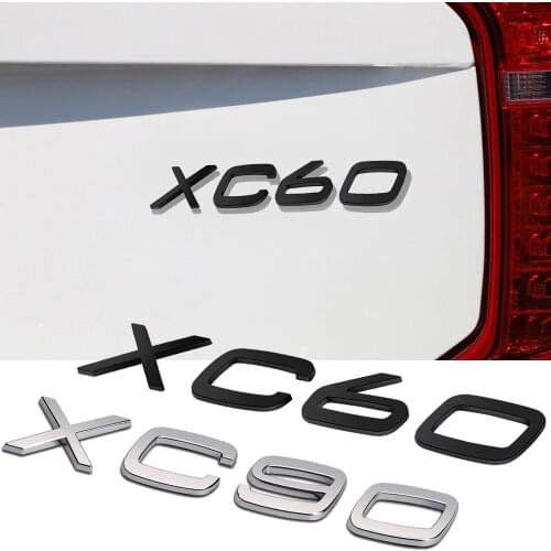 Black Silver XC90 XC60 Letters Badge Logo Sticker 3D ABS Glue Decals For VOLVO Rear Trunk Insignia Nameplate Replace Accessories