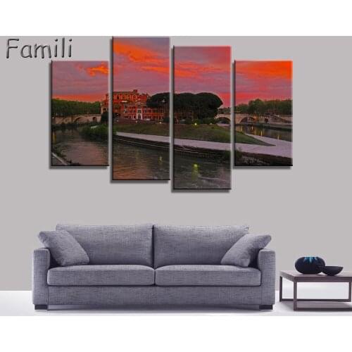 Hot Sale Landscape Canvas Painting 4 Pieces Wall Art Spectacular Sunshine Wall Picture For Living Room