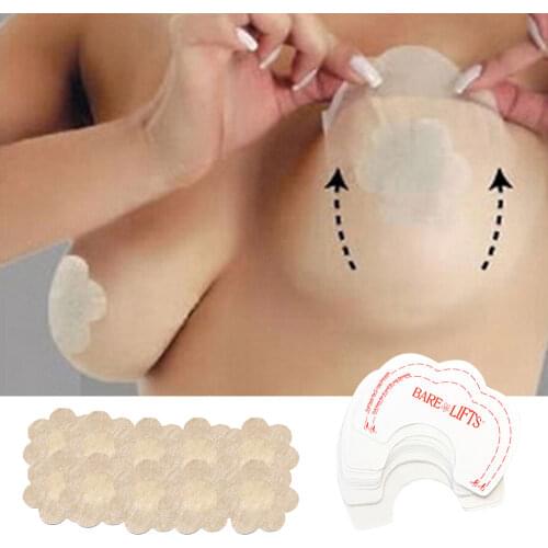 10 Pairs Invisible Breast Lift Tape Adhesive Instant Disposable Transparent Boob Lift Tape Push Up Bra Sticker Bra Accessories