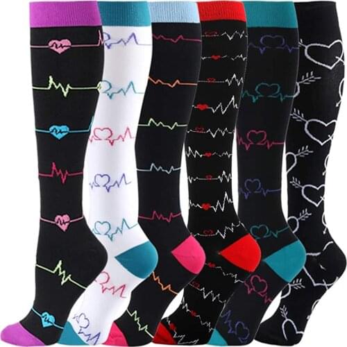 6/Pack Pairs Compression Stocking Women Men Knee High Sports Socks Travel Marathon Cycling Edema Diabetes Varicose Veins Socks