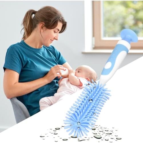 New Silicone Bottle Brush Long Handle Baby Bottle Cleaner 360 Degree Soft Bristle Detachable Small Brush for Infant Milk Bottles