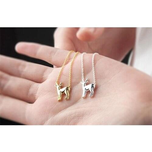 New Simple Antler Christmas deer animal Necklace Reindeer Horn Stag Cute Bambi Woodland Fawn elk Necklace Lucky festival jewelry