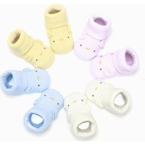 New baby socks 0-6 months cotton cartoon cute toddler socks solid color foot socks